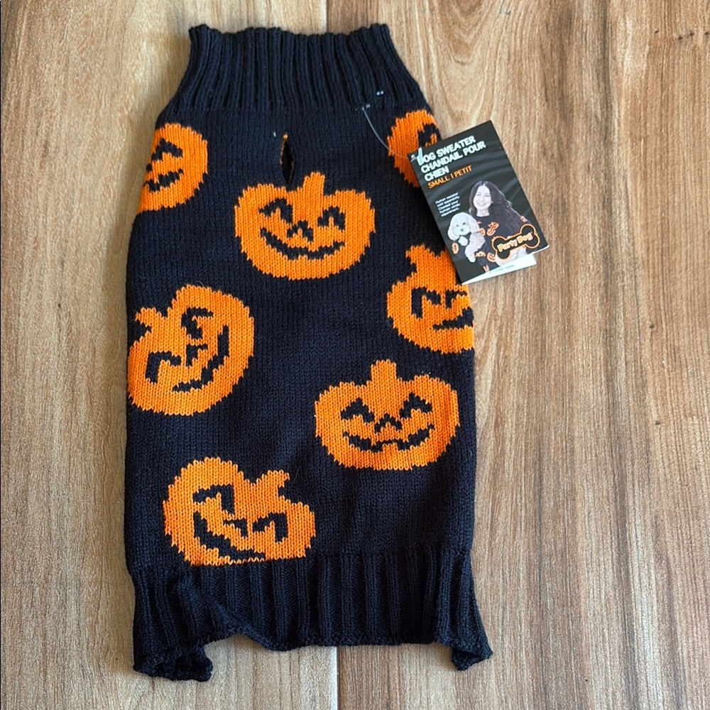 🤍Halloween Dog Sweater - Black and Orange Pumpkin